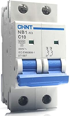 Chint miniature Disjoncteur électrique 10 A Type C 6 KA bipolaire Nb1-63