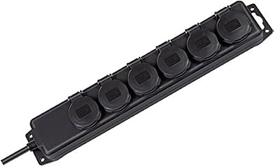 Brennenstuhl 1159971 Socle 6 prises avec volets IP44 2 m H07RN-F 3G1,5 Noir