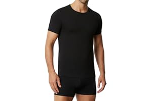 LUDOR Liabel Maglia Termica Uomo Manica Corta. 1 o 3 T-Shirt Intima in Caldo Cotone 100% Interlock. Girocollo o Collo a Punta. Bianca o Nera