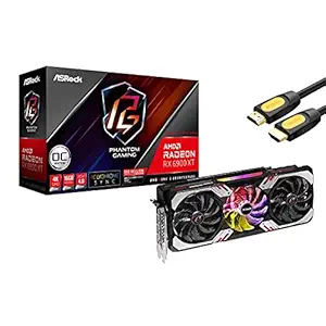 ASRock Radeon RX 6900 XT Phantom Gaming D Overclocked Graphics Card 16GB GDDR6 PCIe 4.0 AMD RDNA2 Triple Fan Polychrome SYNC 3X DisplayPort 1.4a DSC 1x HDMI 2.1VRR w/ Mytrix HDMI Cable