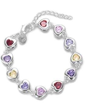 Armband Sterling-Silber 925, mit Mosaik-Design Herz-Kristall-Kettenglieder