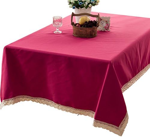 R.LANG Solid Color Heavy Weight Fabric Tablecloth Oval 60 x 84-inch(152cm x 213cm) Spillproof Jacquard Tablecloth Rose Red