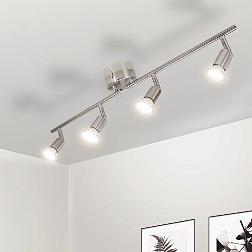 Preisvergleich Produktbild Wowatt Deckenstrahler LED 4 flammig Deckenleuchte Schwenkbar Küche Wohnzimmer Flur Warmweiß Deckenlampe Modern Inkl. 4x 4W Spots 230V GU10 2800K Deckenspot Matt nickel