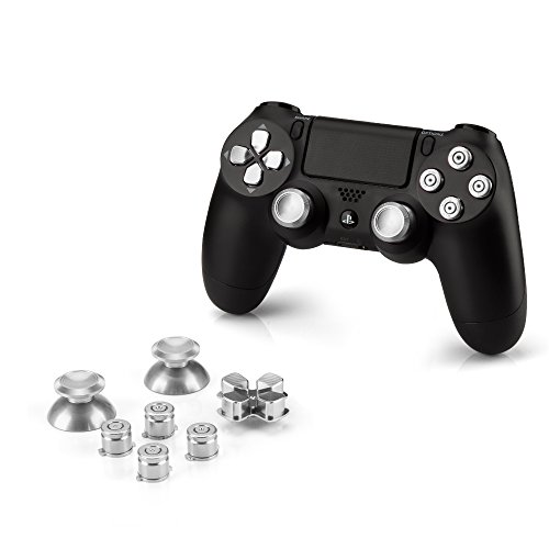 Preisvergleich Produktbild OKCS® Sony Playstation 4 Dualshock 4 Controller Aluminium Buttons Ersatzteile Thumbsticks Tasten Steuerkreuz PS4 in Silber