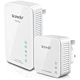 Tenda Powerline WiFi 300Mbps Kit, 200Mbps over Electrical Wires, 2 LAN Ports, UK Plug WiFi Extender, Plug and Play, Mini Compact Design, Pack of 2 (PW201A+P200)