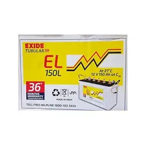Exide EL150 Tubular Battery, 12 V, Warranty: 36 months