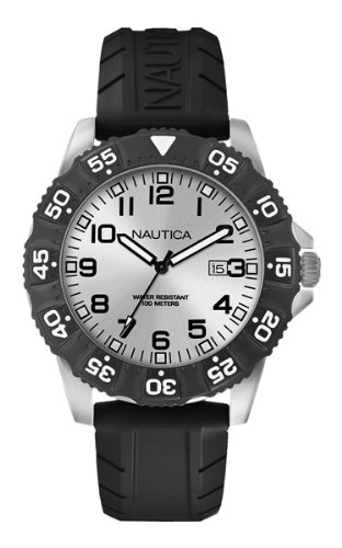 Nautica Herren-Armbanduhr XL Analog Quarz Silikon A12650G Nautica Herren-Armbanduhr XL Analog Quarz Silikon A12650G