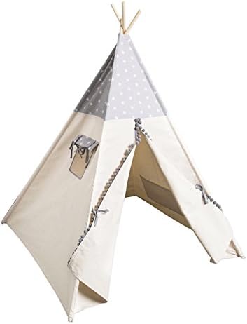 cozydots Teepee Tent from made in UE, Children Teepee Tent, Teepee for Kids, Kids Play Tent Grey Stars