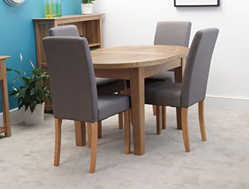 Harts Oak Extending D-End Round Chunky Table &amp; 4 Chairs (Dark Grey, Chelsea)