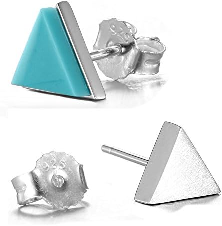 GW 925 Sterling Silver Earring Stud with Turquoise fit for Women/Girls in Simple Design