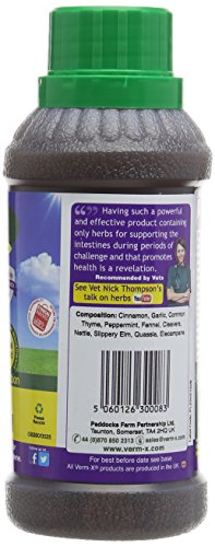 Verm-X Flüssig für Geflügel, 250 ml. Statt chemischer Wurmkur für Hühner, Gänse, Enten, usw. eine natürliche Kontrolle innerer Parasiten mit der bewährten Verm-X Kräuter-Rezeptur. - 3