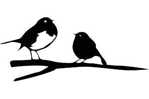 OTOTEC Robin and Chick - Decoración de pájaros de metal, diseño de petirrojo en una rama