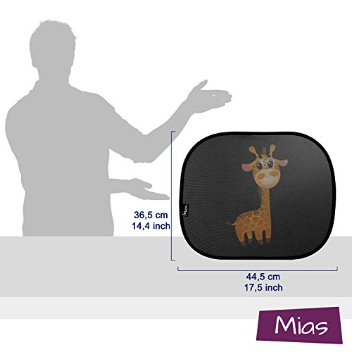 Mias 2er-Pack Sonnenblenden für Autoscheiben, mit niedlichem Giraffenmotiv, 43 x 35,5 cm – Sonnenschutz für Kinder / Baby / Seitenscheiben – - 3