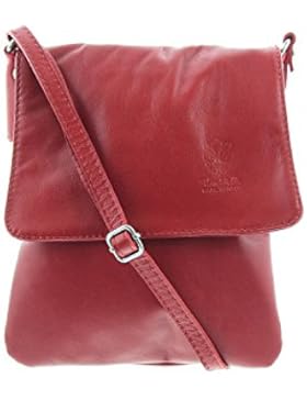 IO.IO.MIO ital. echt Leder Schultertasche Umhängetasche Crossover Bag Citytasche klein freie Farbwahl , 17x20x3...