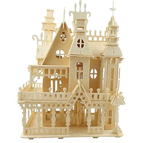 Kits de construcción modelo Casa de muñecas educativa 3D Juguete de madera victoriana Construcción de bricolaje Niños Artesanía Castillo adulto...