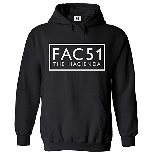 Inspired Men's FAC 51 Men's Vintage Retro Music Records Rave Stone Roses Hoodie (Black, Medium)