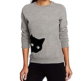 pullover katze print Winter Jacke Mantel Parka warm gefütterte Winterjacke Damen Winter Grau Mäntel Lang Warm Jacken Damen Mantel Wintermantel Winterparka Damen Mantel Retro Damen Strickjacke Cardigan Langarmshirt Geometrische Irregular Lose Pullover Mantel Outwear Tops Strickmantel Strick Loose Strickjacke Kimono Langarm Outwear Jacke Lange Trenchcoat Dünnen Parka Mantel Kapuzen-Pullover Sweatshirt-Jacke Hoodie