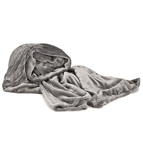 TecTake 2er Set XXL Kuscheldecke 220x240cm Mikrofaser Decke + Tragetasche – diverse Farben – (Grau | Nr. 401731) - 2