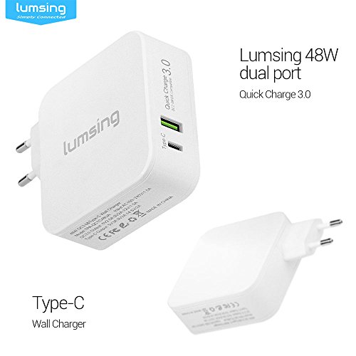 Lumsing Dual Port Quick Charge 3.0 und Typ-C Wandladegerät für Apple Macbook, Google Nexus 6P, HTC 10, Galaxz S7, LG G5 und andere Geräte(Weiß) - 3