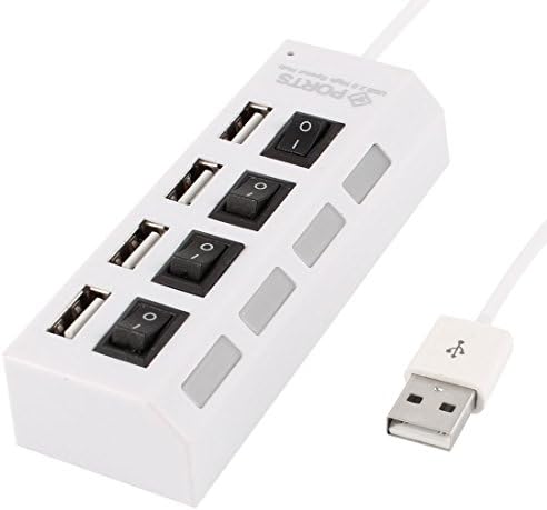 Haoponer USB 2.0 4Ports HUB High Speed ON/OFF Sharing Switch for Laptop Notebook Computer White