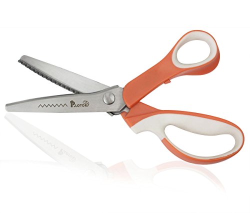 Zackenscheren, P.LOTOR Stoffschere Zickzackschere für Stoffe Schneiderschere mit Komfortgriff 24cm/9,3 Inches(Gezähnt-Orange) - 7