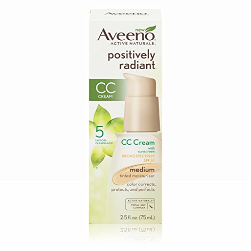Aveeno Positively Radiant CC Cream Broad Spectrum Spf 30 Medium, Skin Color Correction, 2.5 Oz