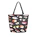 Produktbild Kqwaii Bunte Kleine Fette Sushi Tragbare Große Doppelseitige Casual Leinwand Tragetaschen Handtasche Schulter Wiederverwendbare Einkaufstaschen Reisetasche Frauen Männer Lebensmittelgeschäft Reise
