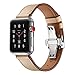 Produktbild BZLine® Armband für Apple Watch 42mm Series 1, Series 2, Series 3, Echtes Butterfly Schnalle Leder Uhrenband Erstatzband Strap Uhrenarmband für iWatch Apple Watch 42mm (Beige)