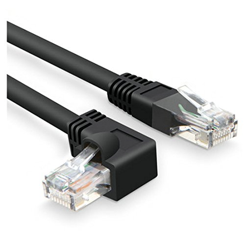 90 Grad Cat6 Ethernet Kabel, ArtMK Vernetzung Crystal Head Internet Katze 6 Kabel Interconnect Computer PC Router, Drucker, XBox, PSP ect- Universal RJ45 Steckverbinder, Netzwerk GbE Patch Lan Schwarz