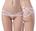 Produktbild Damen Rüschen Schleifen String Tanga Slip mit offenem Popo Größe S/M Farbe weiß