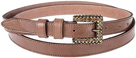 Genuine Leather Woman Belt 2cm Granadollaro Calf Fango Brass Buckle with Stras-120