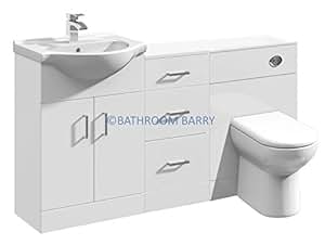 Modular 1400 mm Hochglanz weiß Badezimmer Kombination Waschtisch