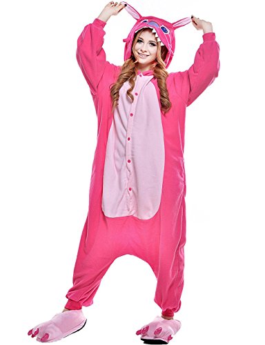 d'hiver Chaude en Flanelle Pyjama grenouillère pour Adulte Unisexe Une pièce Pyjama Stitch Bleu XL Rose