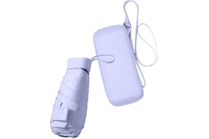 Ruspela Faltbarer Reise-Regenschirm, kleiner, kompakter Regenschirm für Sonne und Regen, winddichter UV-Regenschirm mit Reißverschluss-Etui für Frauen und Mädchen, aprikose