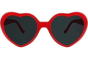 HZJ-AIGO AIGO Heart-Shaped Sunglasses for Women and Kids - Red Vintage Party Glasses, Outdoor Stocking Fillers