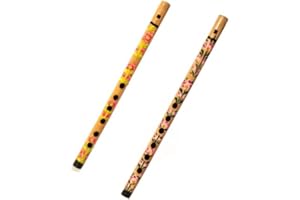 TARINI GALLERY Decorative Traditional Handmade Wooden Bamboo Flute Basuri Indian Musical Instrument for gifting and Decoration (Flower Design-Set of 2)