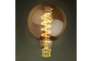 onepre G125 Globe Style Vintage Edison Light Bulb BC B22 Bayonet 40W Dimmable Spiral Retro Decorative Filament Light Bulb