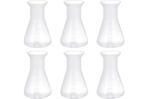 UKCOCO Erlenmeyer Flask Set- 6pcs 50ml Plastic Conical Flask Experiment Flask Laboratory Tool for Lab, Experiment, Chemistry, Science Studies etc.