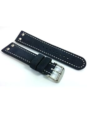 Wasserbüffel Ersatzband Uhrenarmband Leder 22mm Blau 18513S