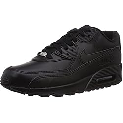 Nike Air Max 90 Leather, Baskets mode homme, Noir (Black/Black 001), 44 EU