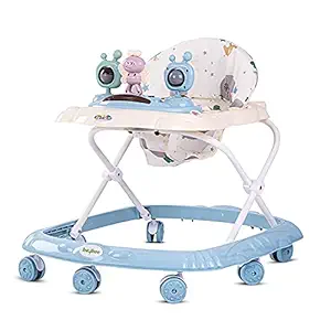 GoodLuck Baybee Baby 7 Wheel Walker Stroller Smart Witty Plastic Round Baby Walker with Adjustable Height and Music Toy Bar Rattles for Kid 6 Months to 10 Months (Pink) (Blue)