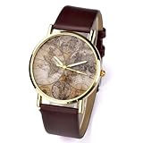 Better Dealz VINTAGE Weltkarte Uhr Lederausstattung...