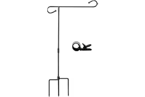EMTSEB Garden Flag Holder Stand, Premium Yard Flag Holder Weather-Proof Metal Powder-Coated Flagpole with Clip for Christmas Garden Flag, Outdoor Garden Decor Decoration (3 Prong Base)