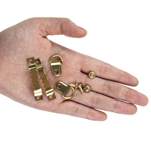 Goodlucky365 120 Stück Aufhänger für Bilderrahmen, Sägezahn Bildaufhänger und D-Ring Bilderrahmen mit Schrauben - 5