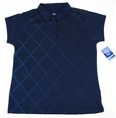Hireko Women's Pga Tour Polo Shirt Checkered, Navy, Medium