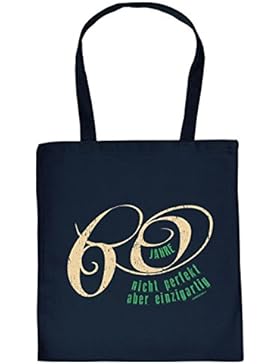Stofftasche - 60 Jahre - Nicht perfekt aber einzigartig - lustig bedruckte Umhängetasche als Geschenk zum 60....