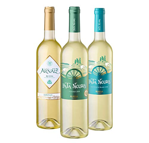 Lote de 3 Botellas de Vino, D.O Rueda Viña Arnaiz Verdejo, Pata Negra Verdejo y Pata Negra Sauvignon Blanc, Pack de 3 x 75 cl