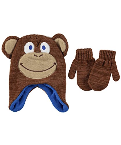 Critter Collection "Monkey" Beanie & Mittens Set - brown, one size