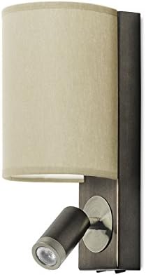 Buc bedside/reading light, 6.9W +2.2W LED, White and beige shades included