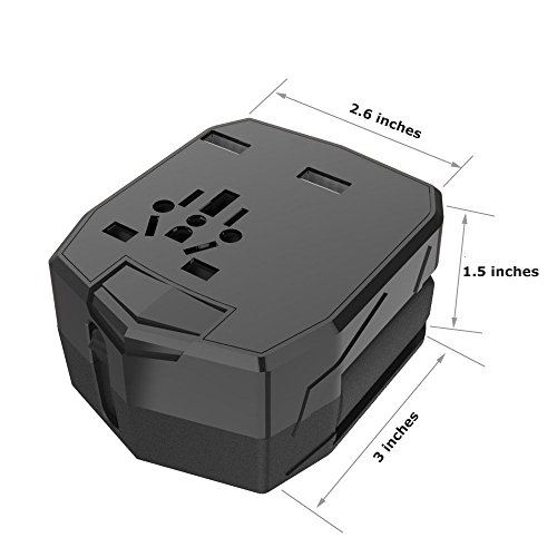 Universal Reisestecker ,KINDEN Reiseadapter(US/EU/UK/AU) Travel Adapter mit 2.5A Dual USB Laden Ladegerät(Schwarz) - 5